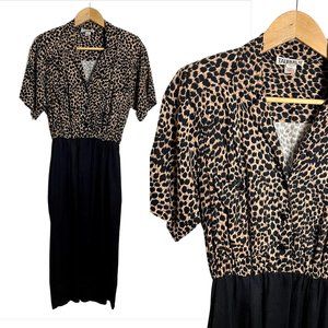 Vintage 1980s Taurus II dress – animal print camp shirt top & black A-Line skirt